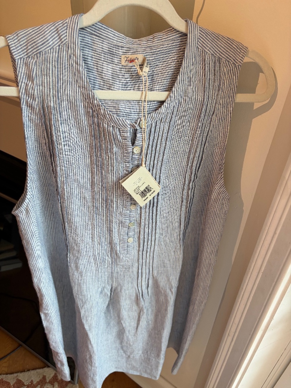 NWT Faherty Isha Linen Mini Pinstripe Dress